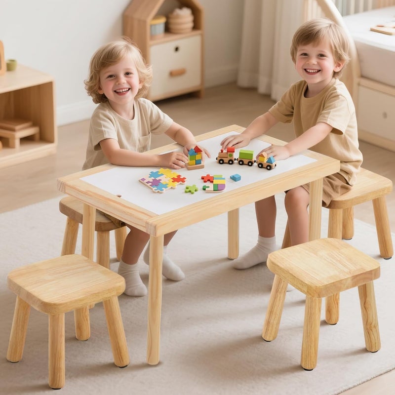 Frogprin Solid Wooden Step Stool for Kids Adults, Short Chair Toddlers Plant Stool, Kids Stool Perfect Matched Sensory Table, Multi-Purpose Sitting for Kitchen Playroom Bathroom Bedroom (2 Pack) - Image 2